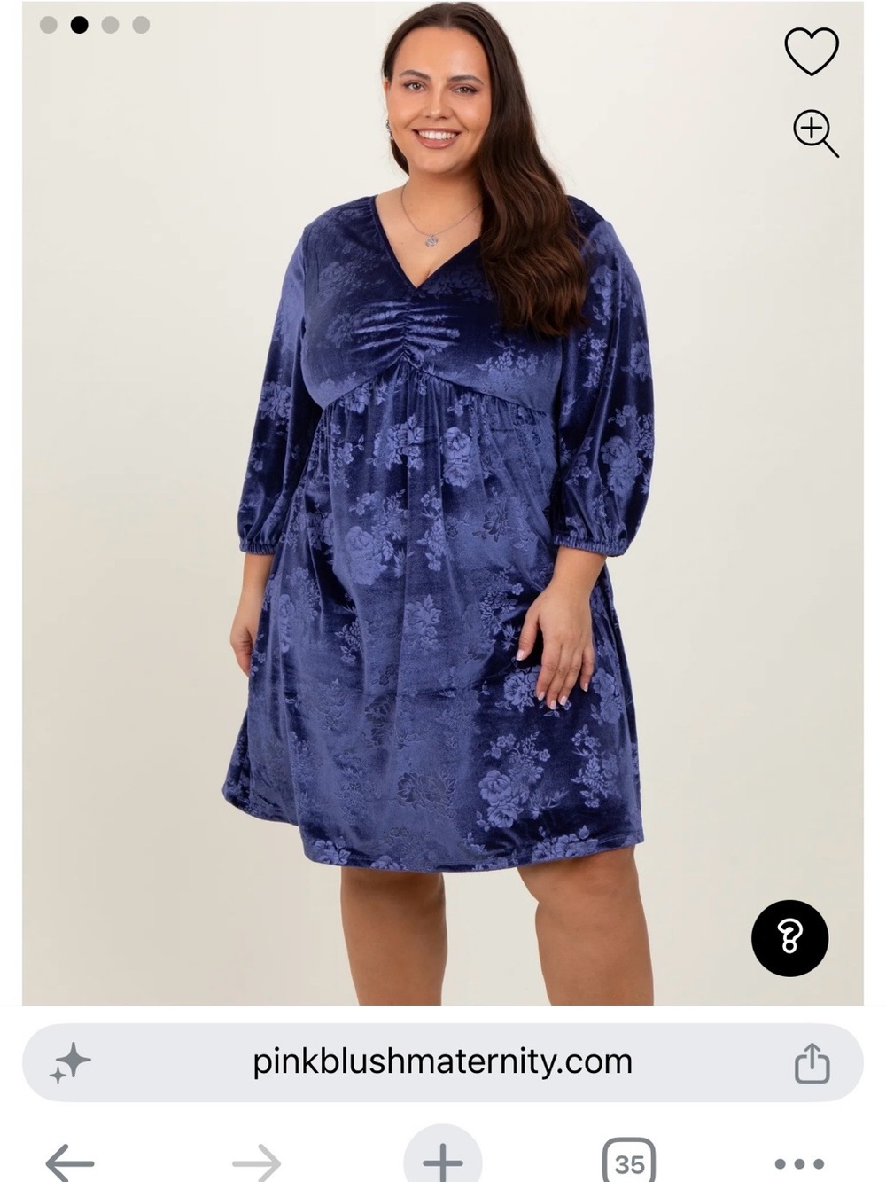 Pinkblush Navy Velvet Floral Empire Maternity Dress
